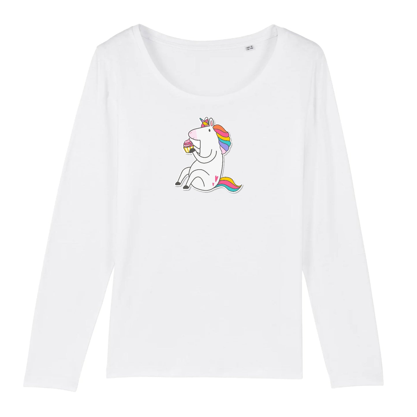T shirt Manches longues Femme Licorne s'assoit