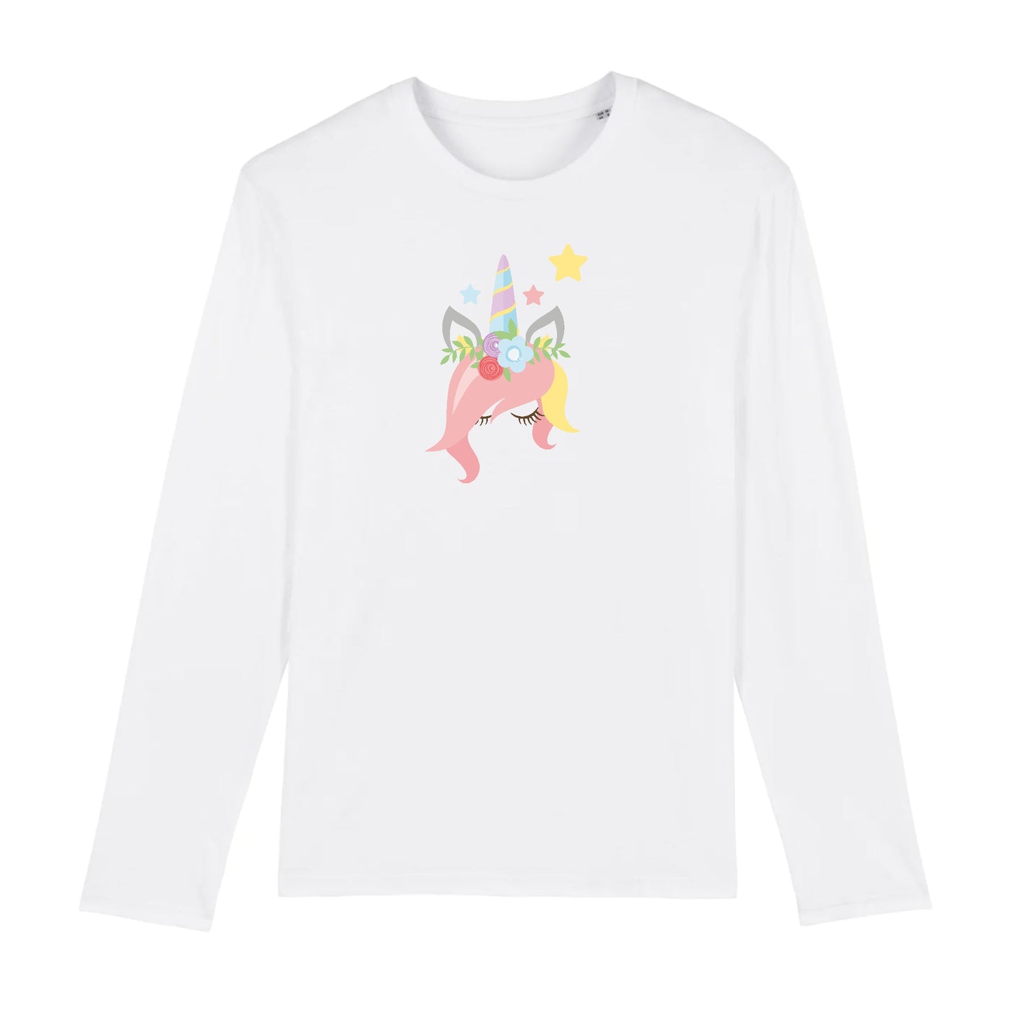 T shirt Manches longues Homme Licorne avec des fleurs sur la tête