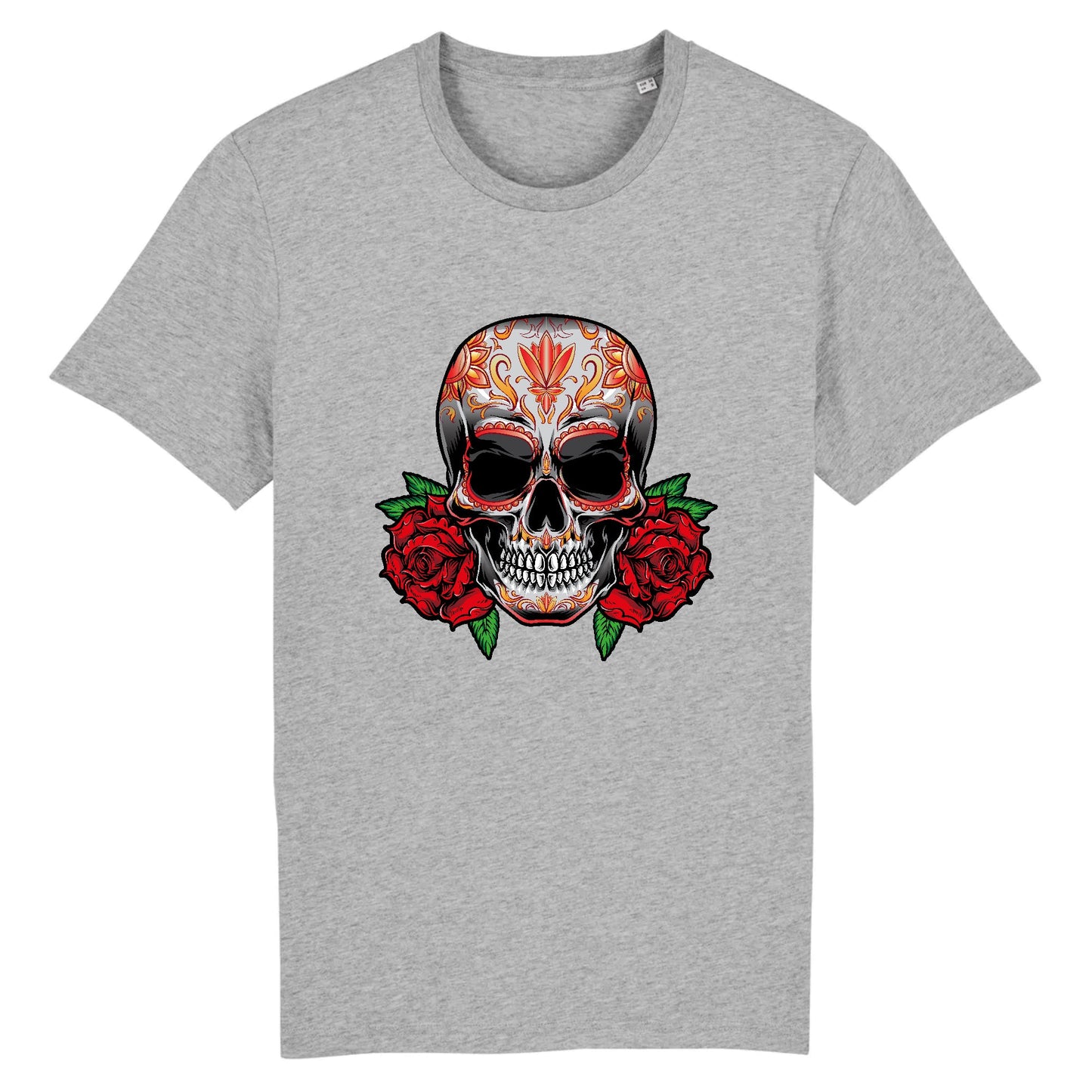 T shirt tete de mort mexicaine Rose Flamme