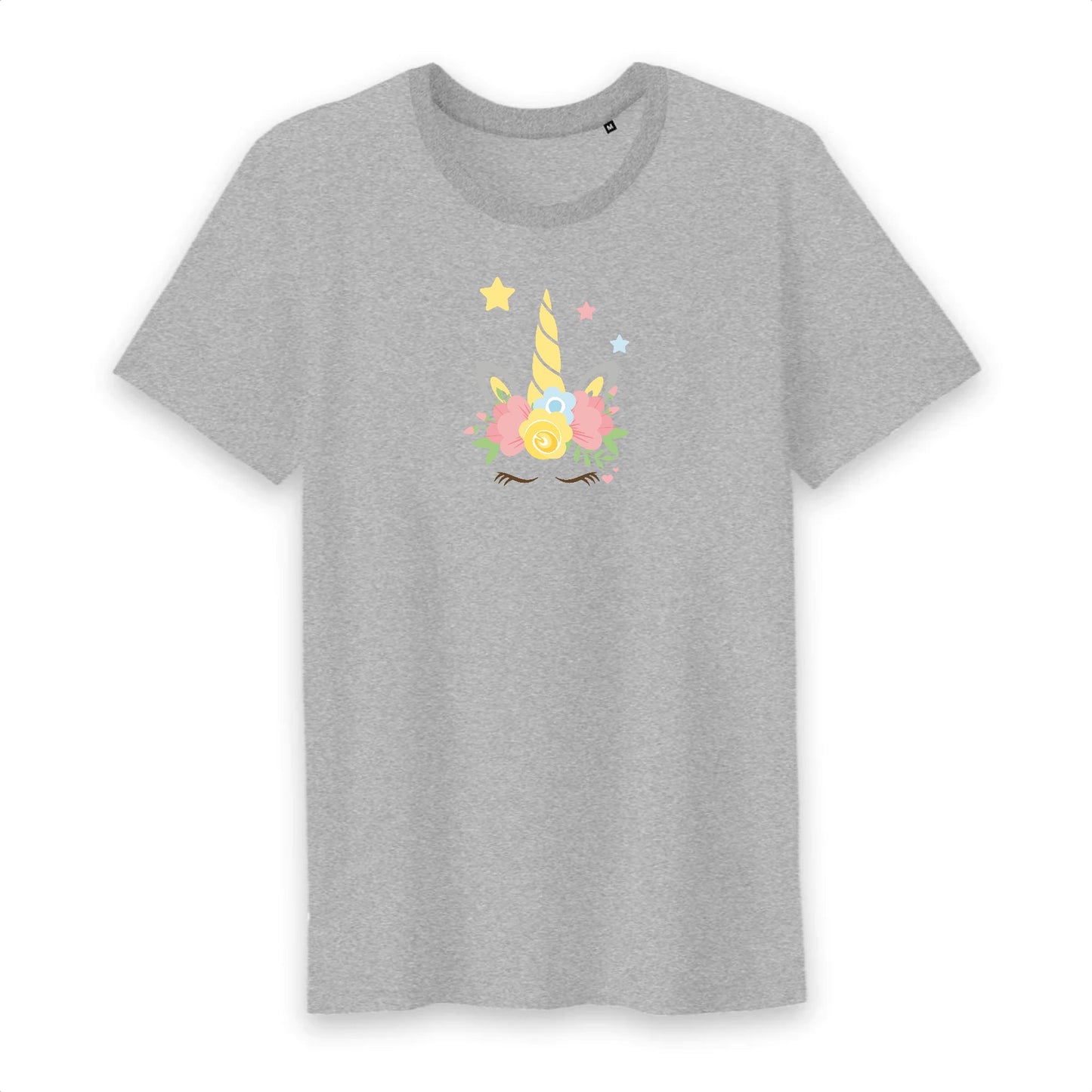 T shirt homme col rond Licorne couronne fleurs