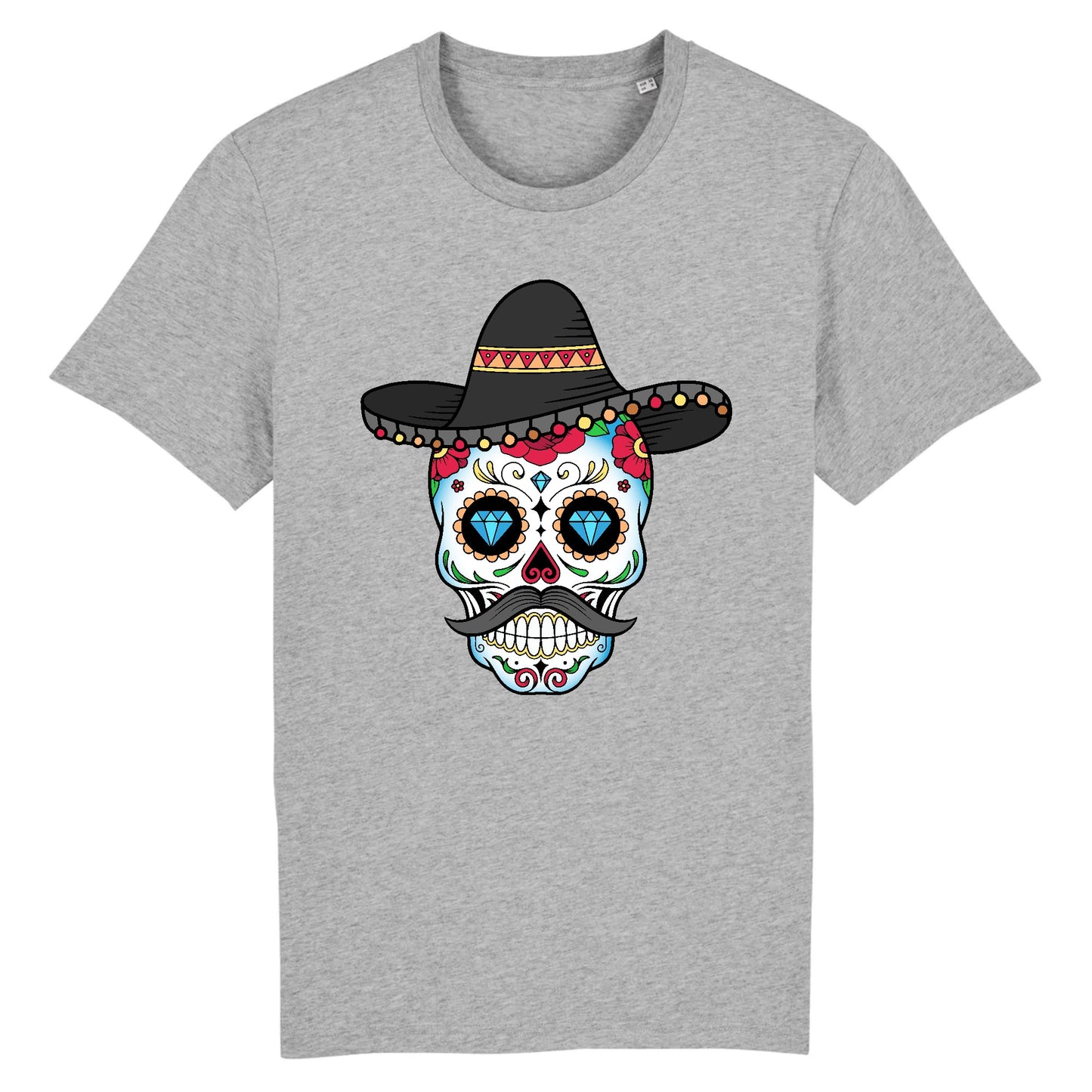 T shirt tete de mort mexicaine cow-boy