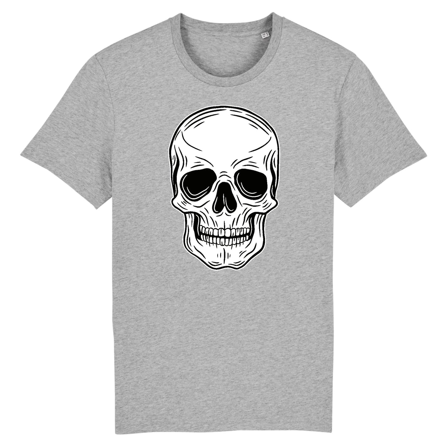 T shirt tête de mort blanche