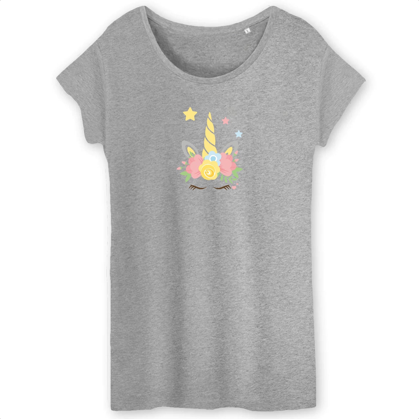 T shirt Femme Licorne couronne fleurs