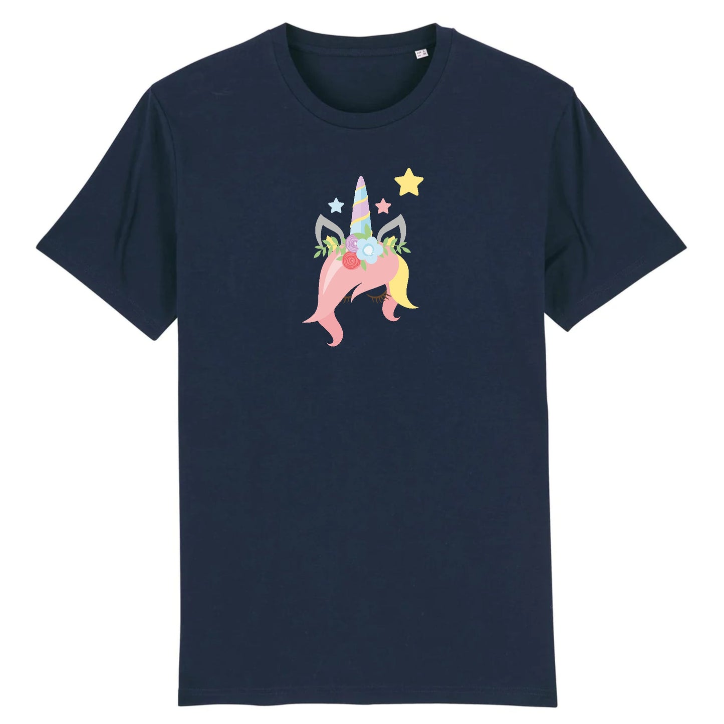 T shirt Unisex Licorne avec des fleurs sur la tête