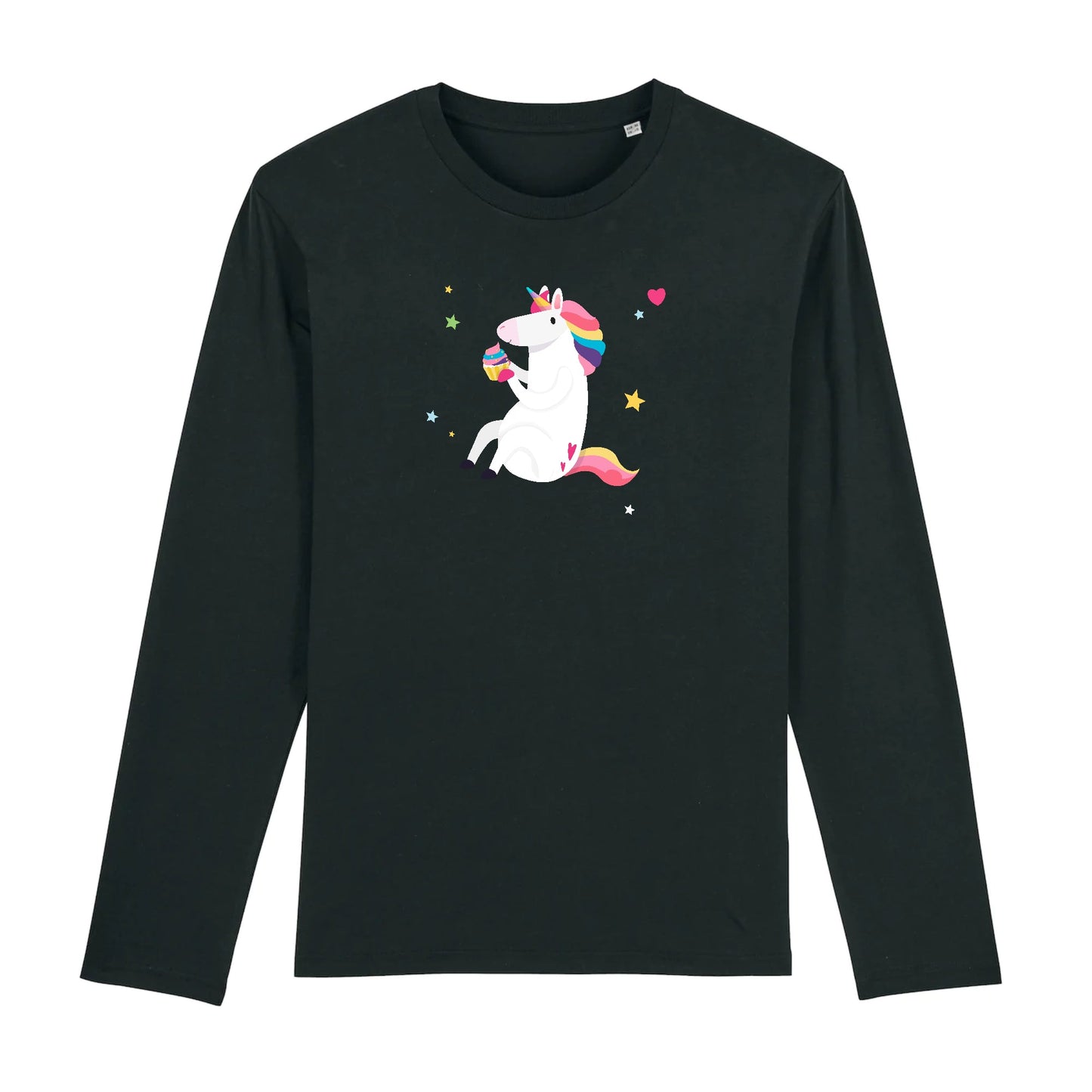 T shirt Manches longues homme Licorne avec cupcake