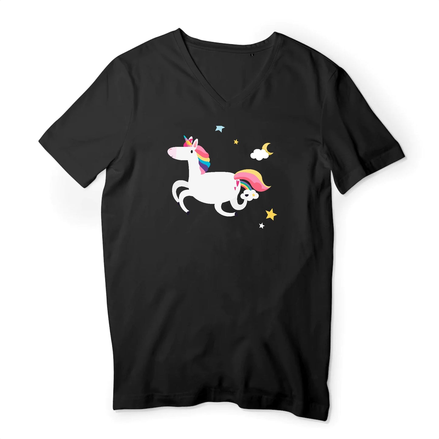 T shirt Homme col V Licorne et étoiles