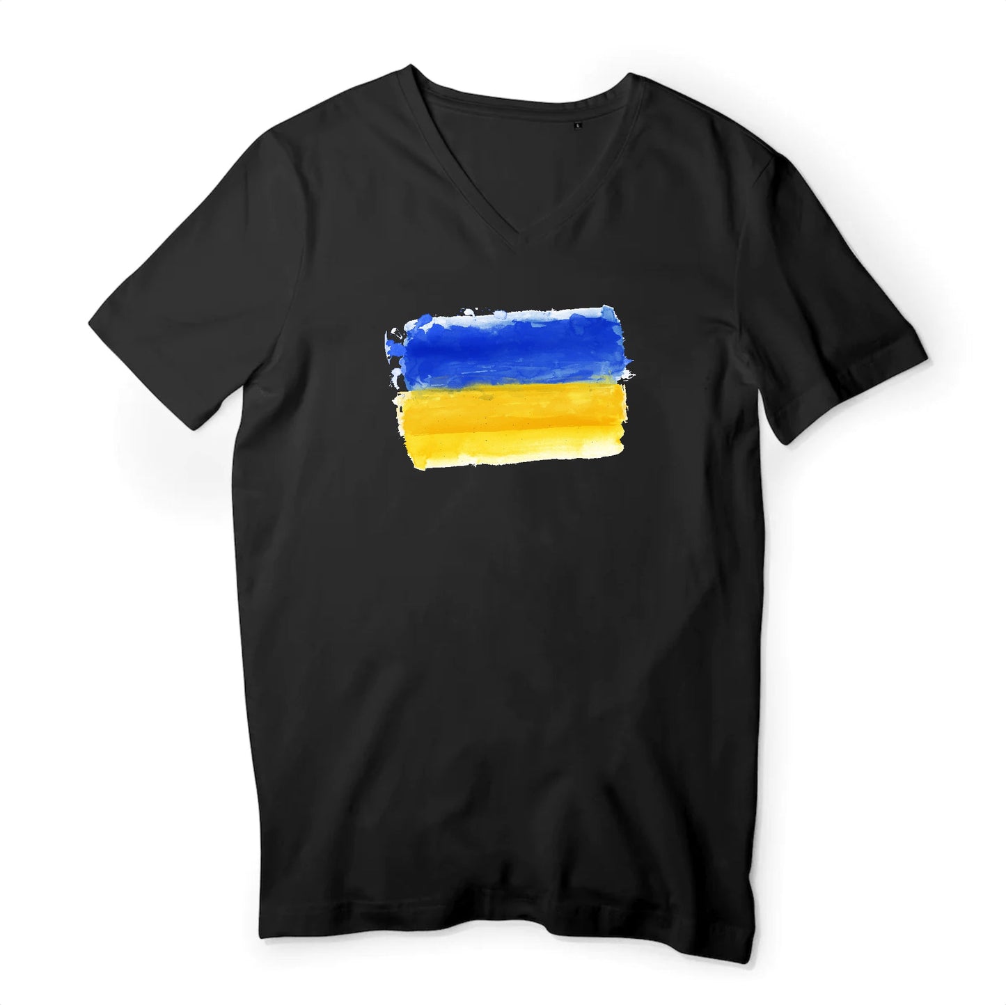 T shirt homme col V Ukraine Drapeau