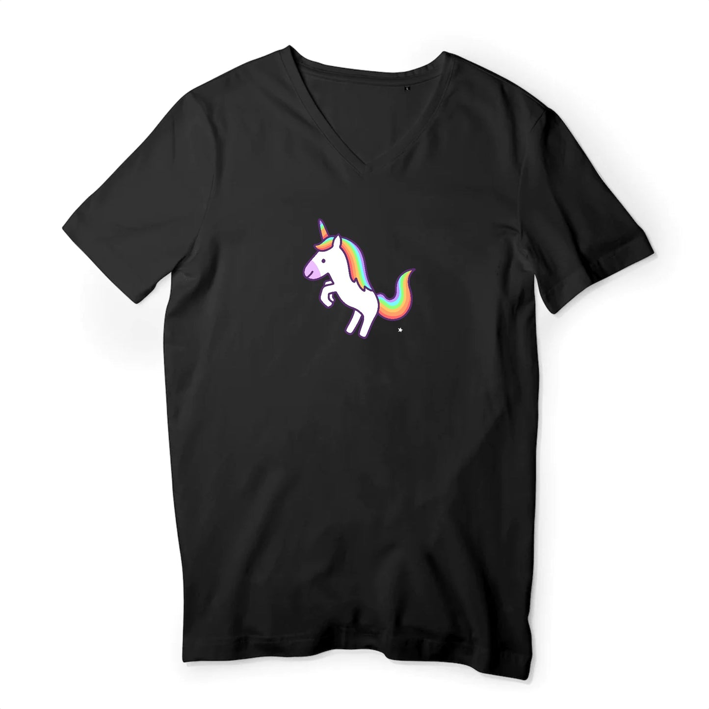 T shirt homme col V Licorne blanche