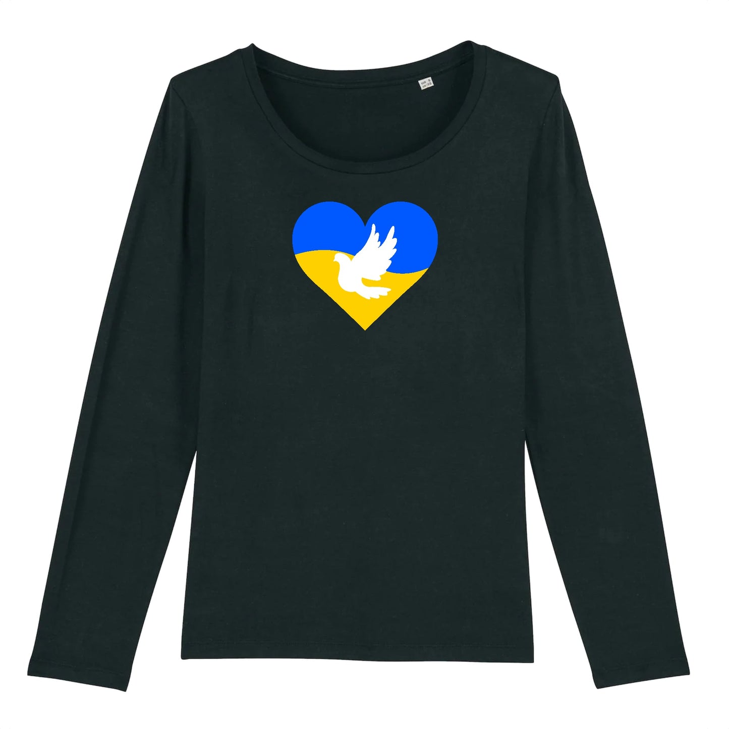 T shirt Manches longues Femme Ukraine Coeur Colombe