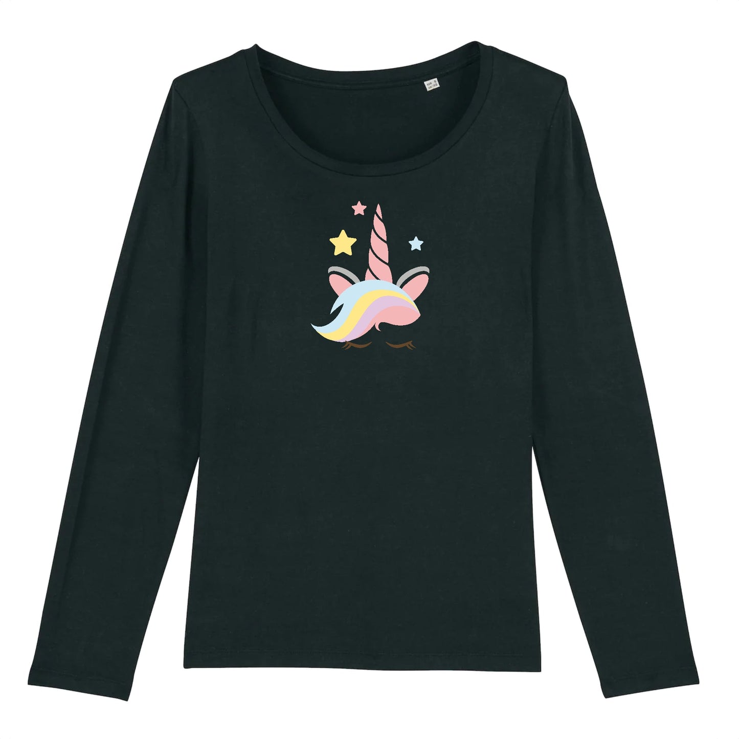 T shirt Manches longues Femme Licorne avec corne rose