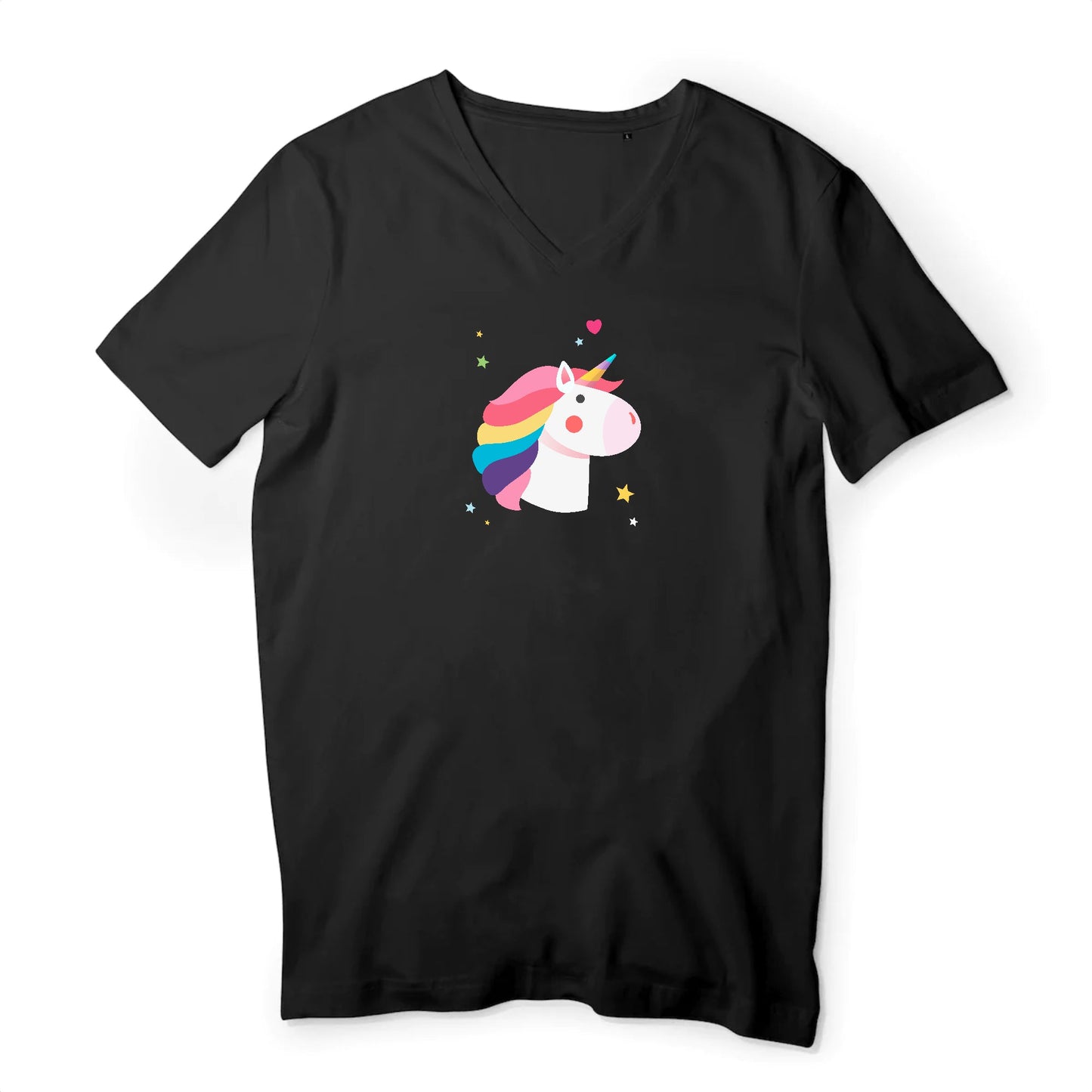 T shirt homme col V Tête de licorne