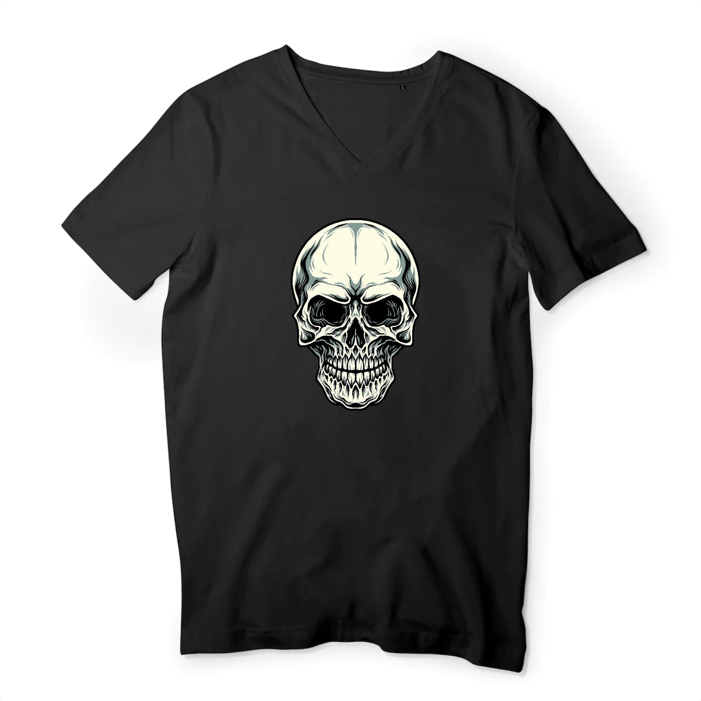T shirt homme col V Tête de Mort horreur