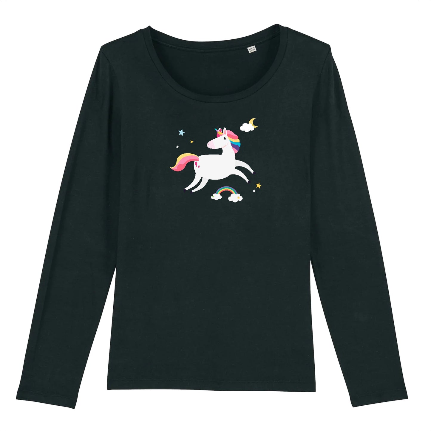 T shirt Manches longues Femme Licorne sur les Nuages