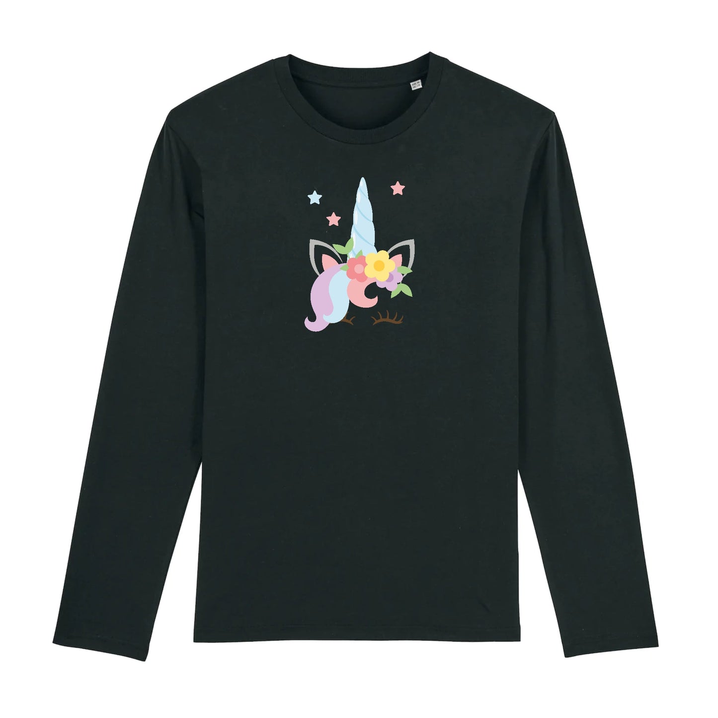 T shirt Manches longues Homme Licorne avec fleurs
