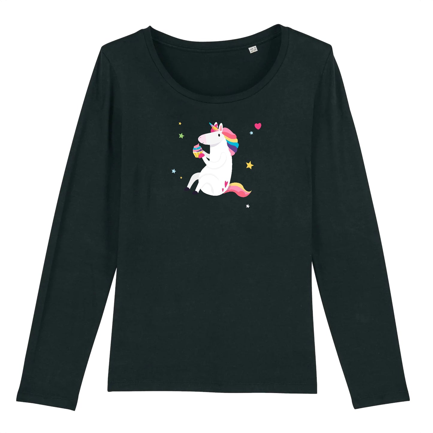 T shirt Manches longues femme Licorne avec cupcake