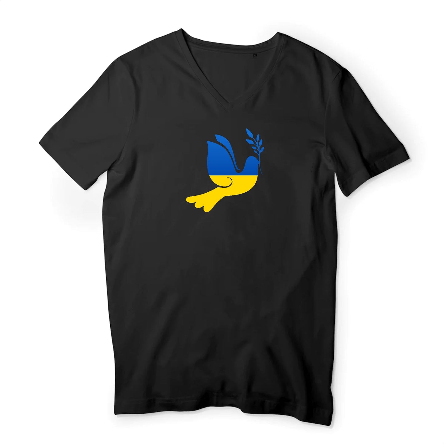 T shirt homme col V Ukraine Colombe de la Paix