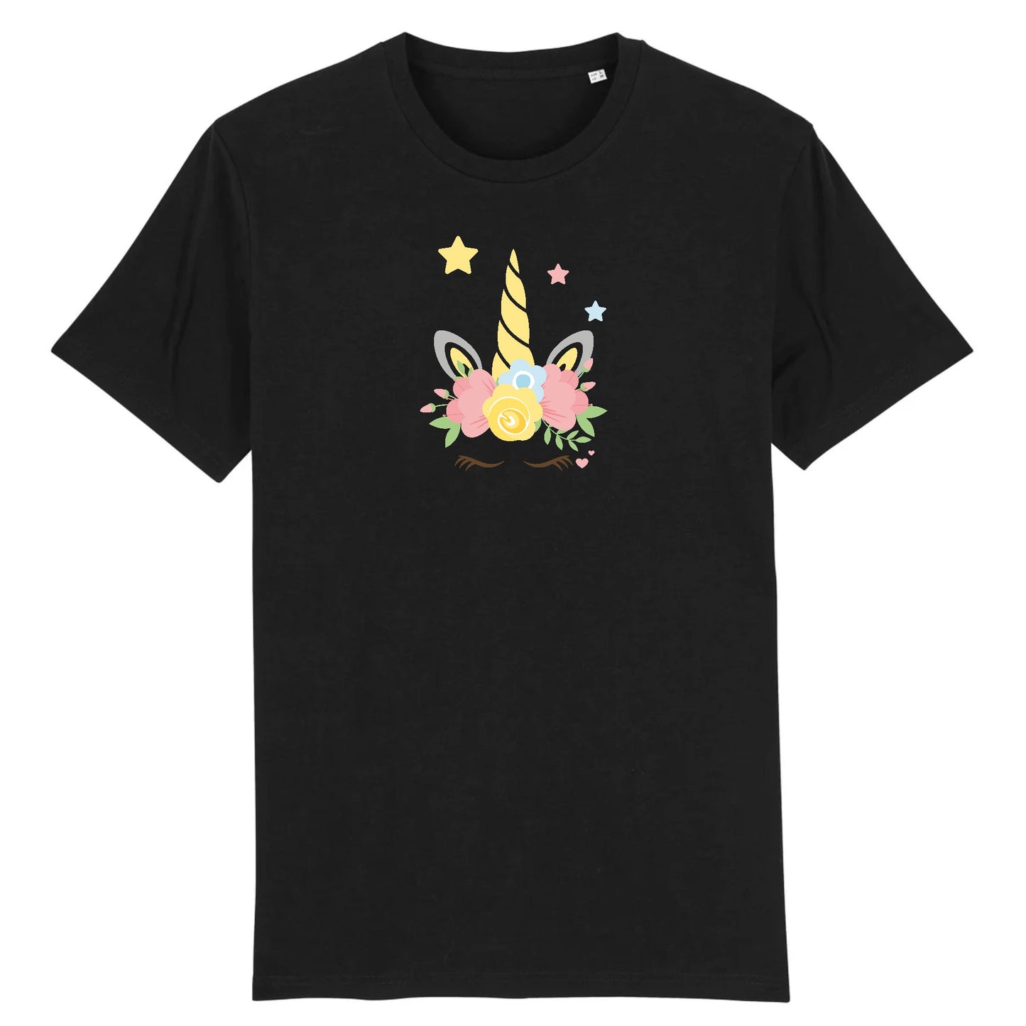 T shirt Unisex Licorne couronne fleurs
