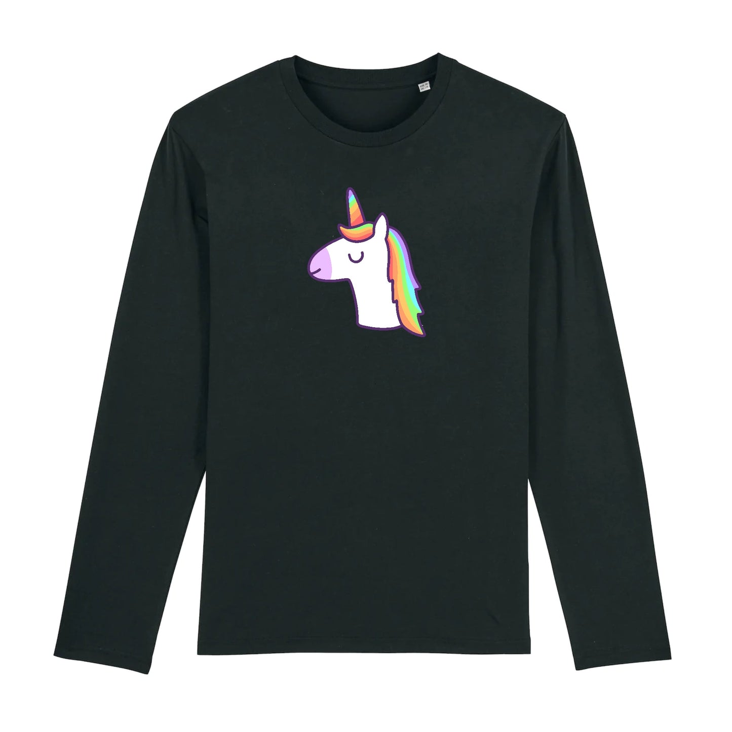 T shirt Manches longues Homme Licorne avec les yeux fermés