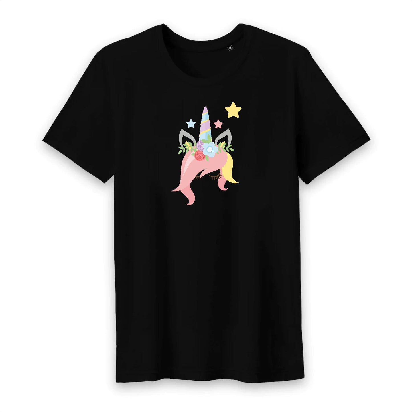 T shirt homme col rond Licorne avec des fleurs sur la tête
