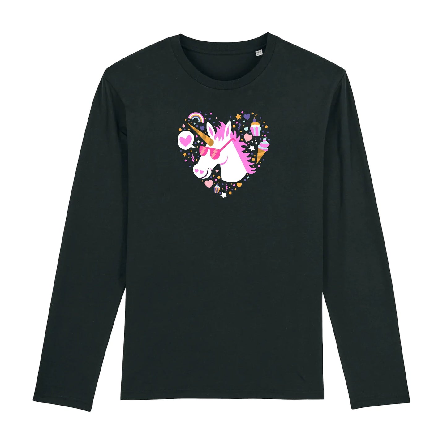 T shirt Manches longues Homme Licorne avec lunettes