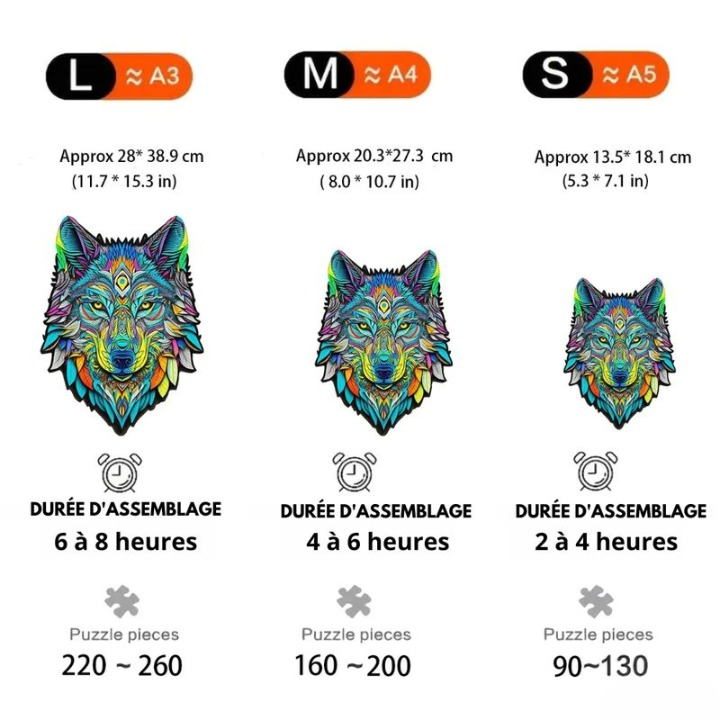 Puzzle en Bois - Loup Majestueux