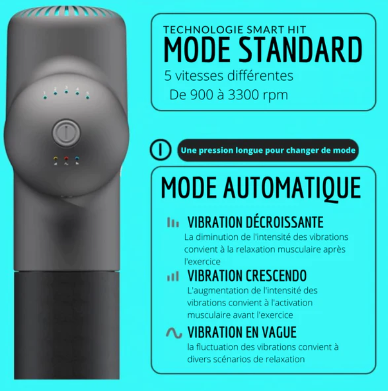 Pistolet massage avec 5 vitesse differentes automatique