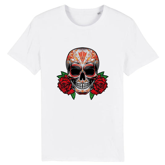 T shirt tete de mort mexicaine Rose Flamme