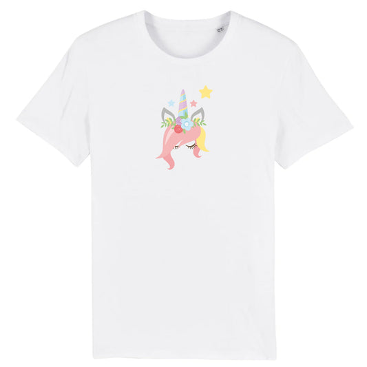 T shirt Licorne avec des fleurs sur la tête