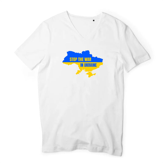 T shirt homme col V Ukraine carte du pays