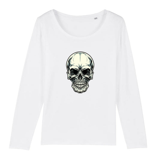 T shirt Manches longues Femme Tête de Mort horreur