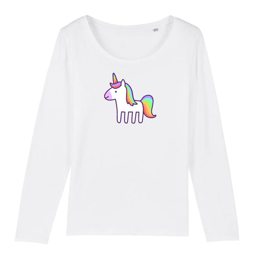 T shirt Manches longues Femme Licorne Arc en ciel