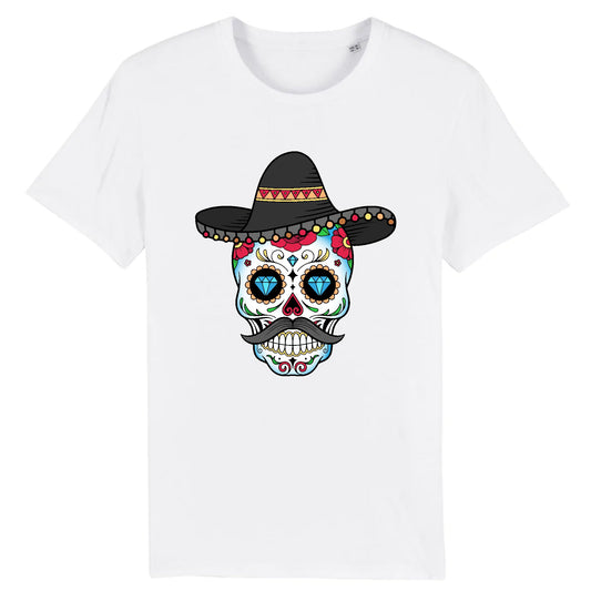 T shirt tete de mort mexicaine cow-boy