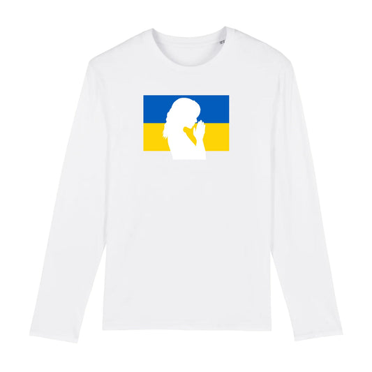 T shirt Manches longues Homme Ukraine Silhouette de Femme en Prière