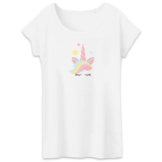 T shirt Femme Licorne avec corne rose