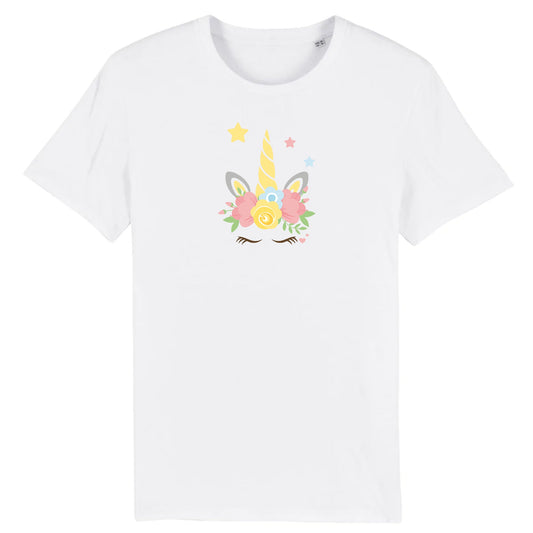 T shirt Unisex Licorne couronne fleurs