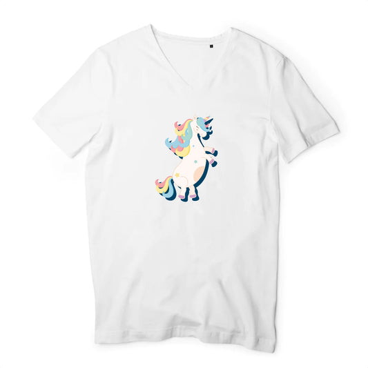 T shirt homme col V Licorne danse