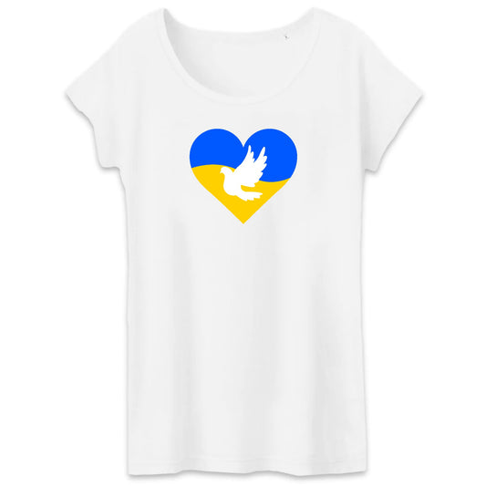 T shirt Femme Ukraine Coeur Colombe