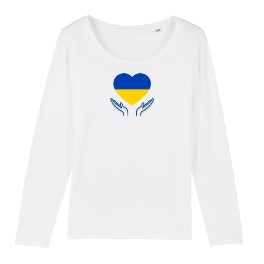 T shirt Manches longues Femme Ukraine Prière pour la Paix