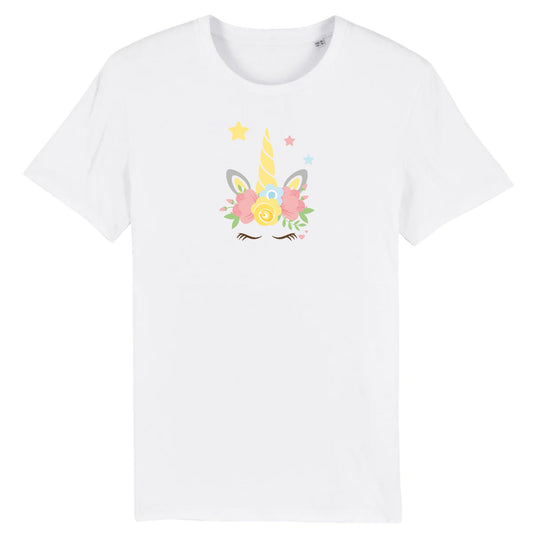 T shirt Licorne couronne fleurs