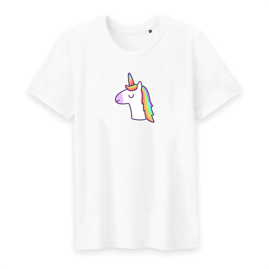 T shirt homme col rond Licorne avec les yeux fermés