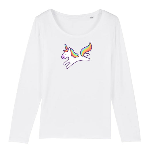 T shirt Manches longues Femme Licorne saute