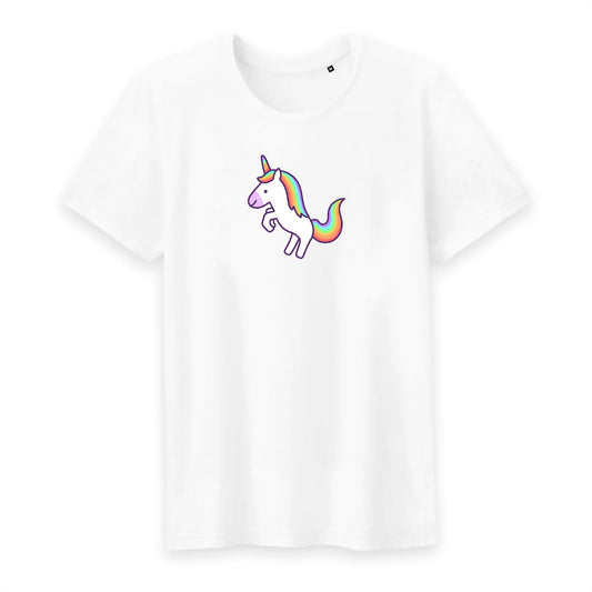 T shirt homme col rond Licorne blanche