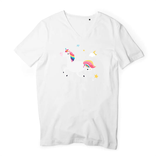 T shirt Homme col V Licorne et étoiles