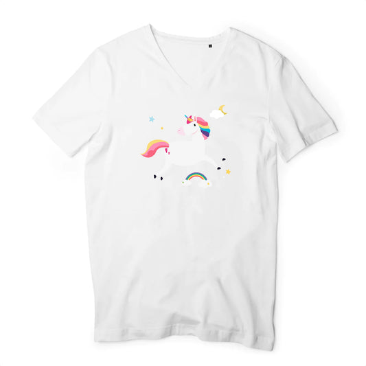 T shirt homme col V Licorne sur les Nuages