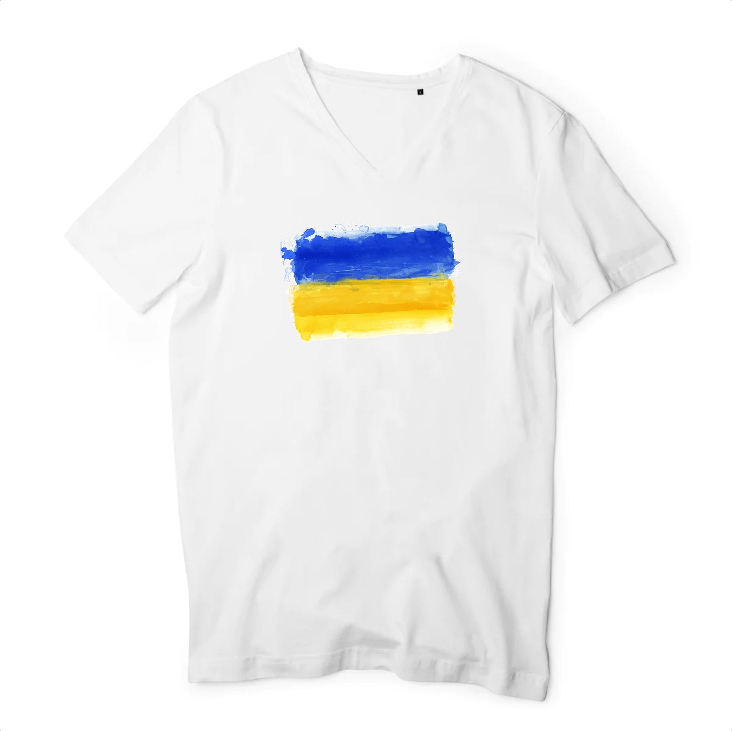 T shirt homme col V Ukraine Drapeau