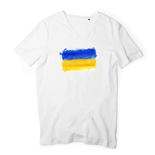 T shirt homme col V Ukraine Drapeau