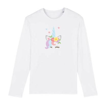 T shirt Manches longues Homme Licorne avec fleurs
