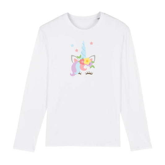 T shirt Manches longues Homme Licorne avec fleurs