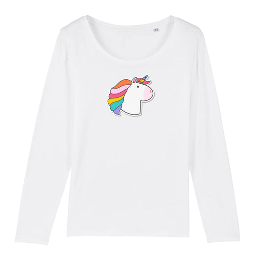 T shirt Manches longues Femme Licorne visage