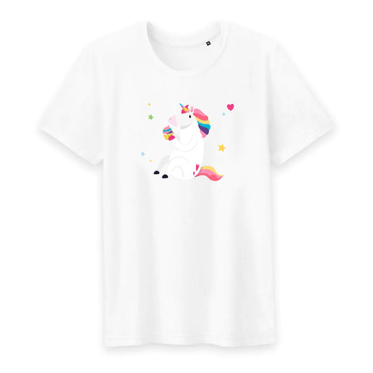 T shirt Homme col rond Licorne avec cupcake